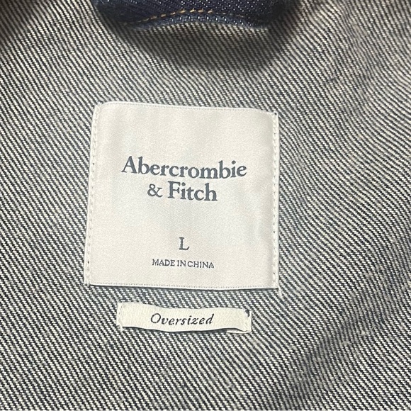 Abercrombie & Fitch Oversized Denim Utility Jacket Sz Large Blue Corduroy Collar - Picture 6 of 8